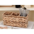 thumbnail image 4 of Cesta organizadora de escritorio dividida de junco marino tejida | Bandeja seccionada para mandos a distancia y accesorios | Organizador natural tejido a mano para el hogar, 4 of 6