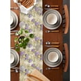 thumbnail image 2 of Purple Flower Table Runner Cotton Linen 36 Inch Holiday Dresser Scarves, Watercolor White Daisy Country Botanical Tablerunner for Kitchen Coffee Dining Bedroom Dinner Scarf Décor 13''x36'', 2 of 9