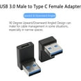 thumbnail image 3 of Right Angle USB A Male to USB C Female Adapter,90 Degree USB3.0 to Type C Cable Connector Support unidirectional Sides 5Gbps & Data Transfer, for Laptops,Phone,PC - 2 Pack, 3 of 8