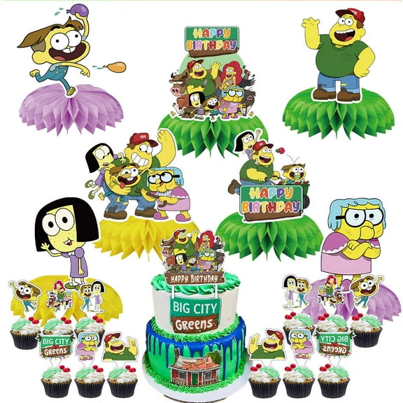 Big City Greens Party Decor Supplies Honeycomb Centerpieces Table Toppers Cake Toppers Decorations for Birthday
