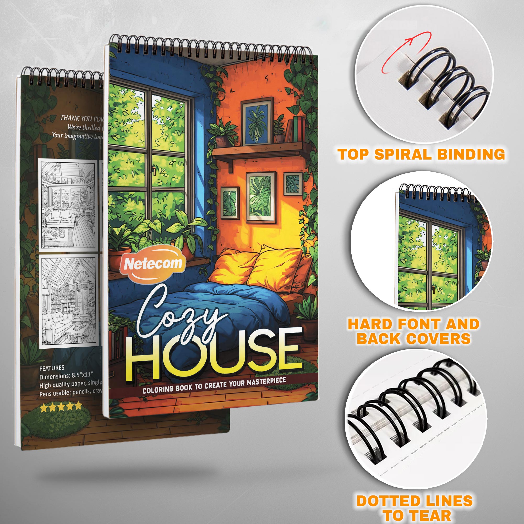 LBKHOUSE Large Print Marigolds Coloring Book Spiral Bound for Adults, Premium Cover