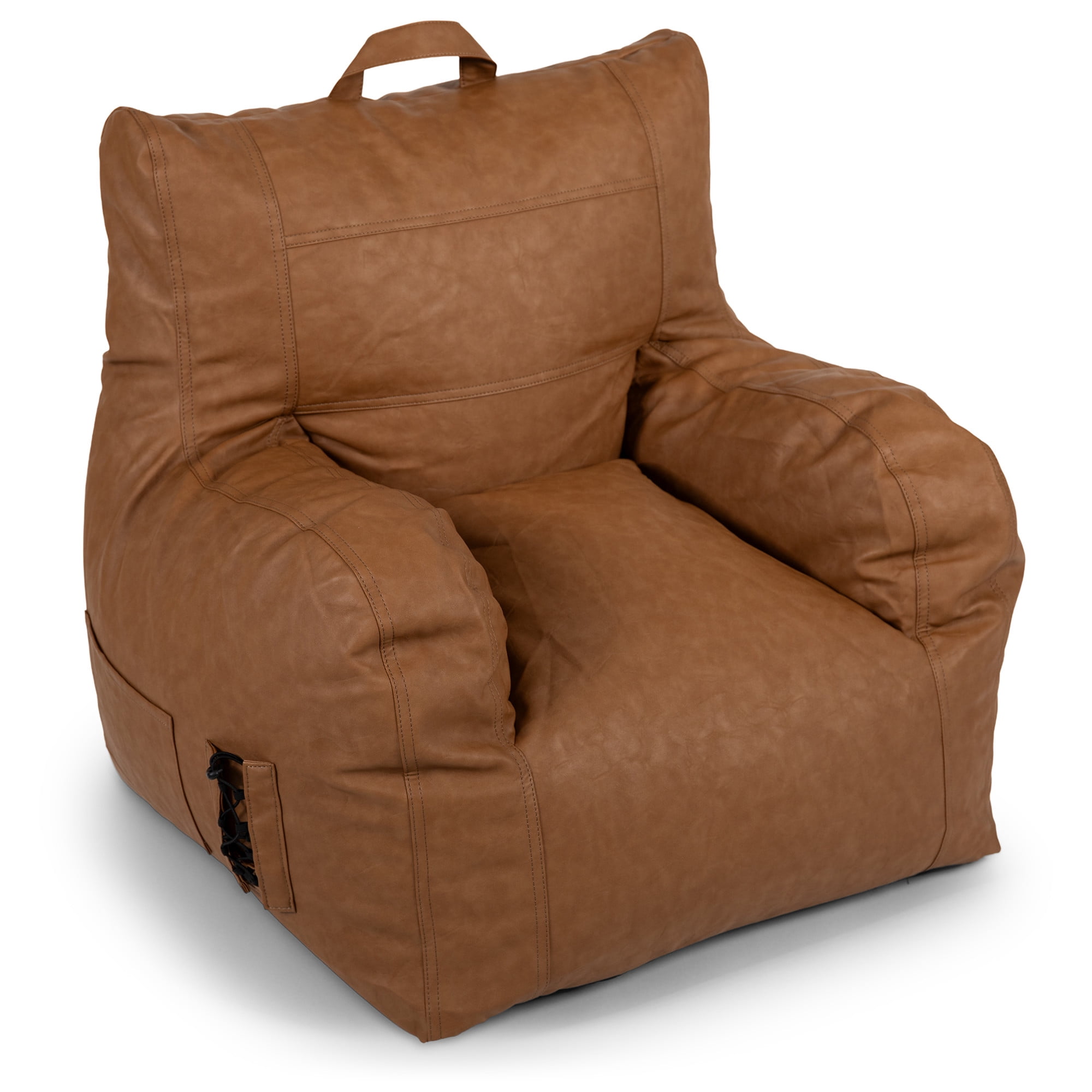 Big Joe, Dorm Bean Bag Chair, Caramel Vegan Leather, 3 ft Kids