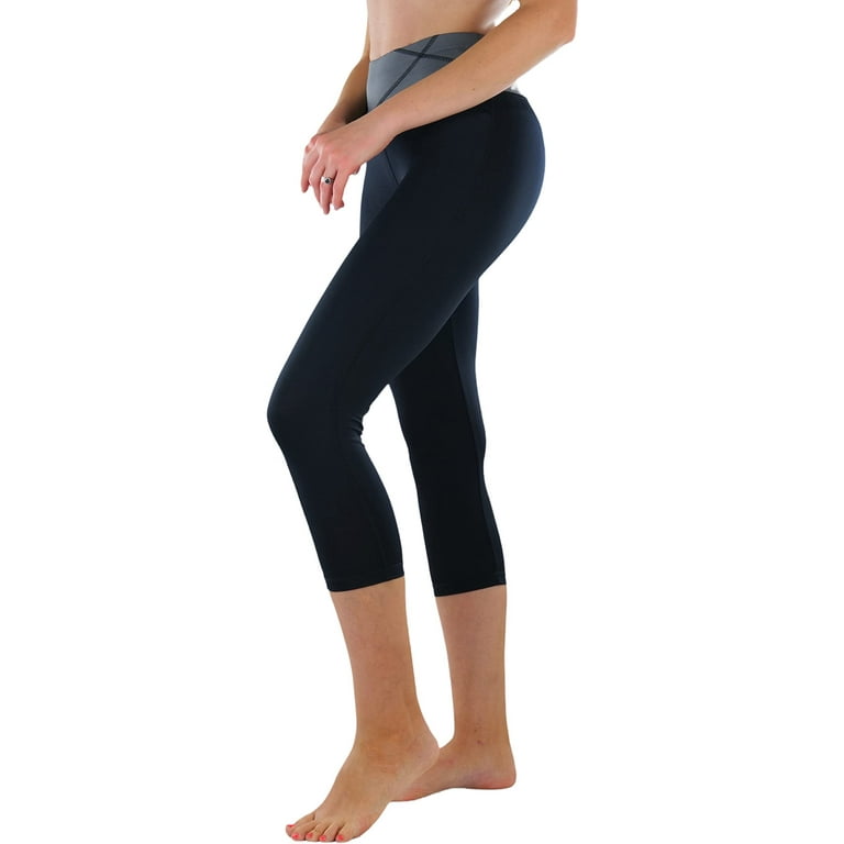 ToBeInStyle Women's Comfy Capri Yoga Pants with Criss-Cross Design 