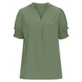 thumbnail image 4 of Womens Plus Size,Women Fashion Solid Color Casual V-Neck Short Sleeve Loose T-Shirt Tops, 4 of 7