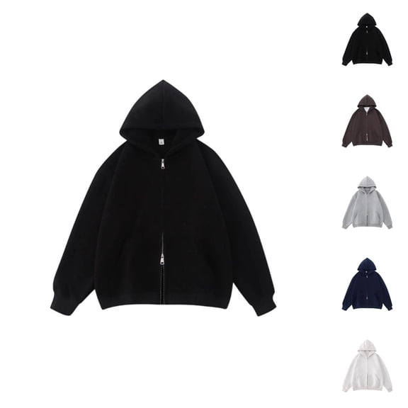 Women'S Tops Women's Solid Sweatshirt Women's Zip Up Hoodie Lined Sweatshirt Casual Pullover Jacket With Double Zipper For Outdoor Travel Campus