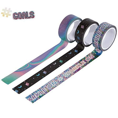 LaurDIY Unicorn Collection Prismatic Washi Tape Set for Decorating School Supplies, 6 Rolls and 36 Yards Total