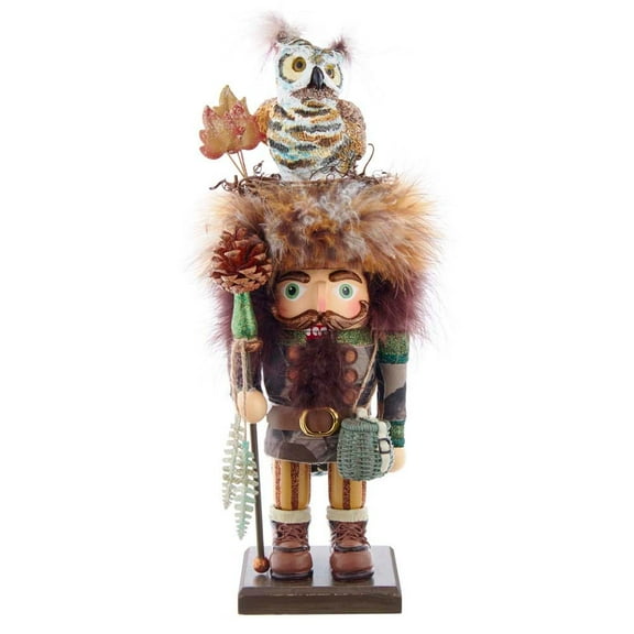Kurt S. Adler Hollywood Woodsman Nutcracker with Owl Hat, 16-Inch