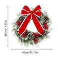 thumbnail image 3 of 15.75 inch Christmas Wreath with Red Bow & Pinecones – Faux Frosted Green Decor for Year-Round Indoor/Outdoor Use, 3 of 5
