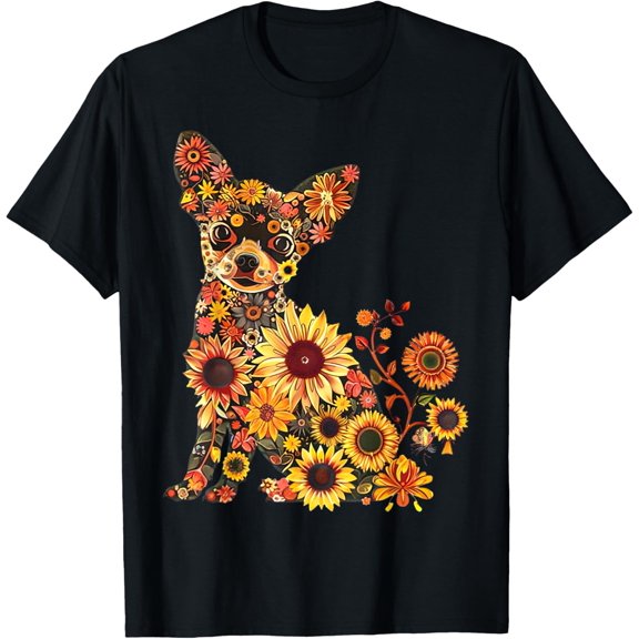 Vintage Tee Floral Chihuahua Sunflower Mama Cute Mom Mother'S Gift T-Shirt