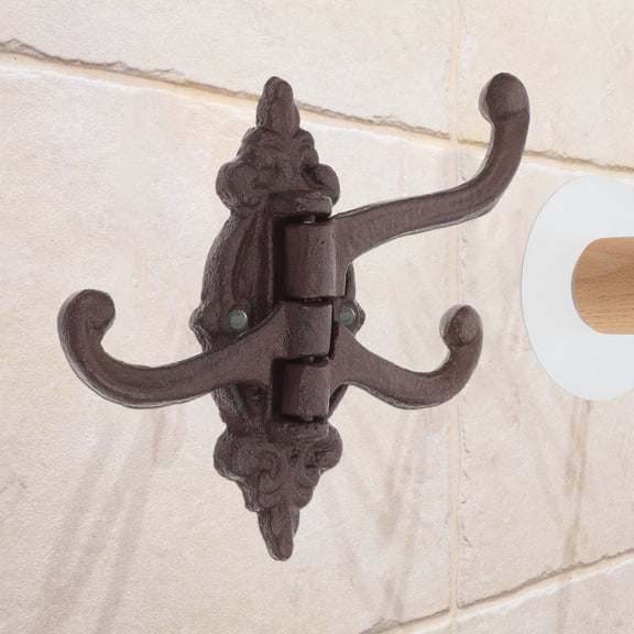 WRITWAA Vintage Coffee Wall Coat Hook with Three Rotating Arms for Storage