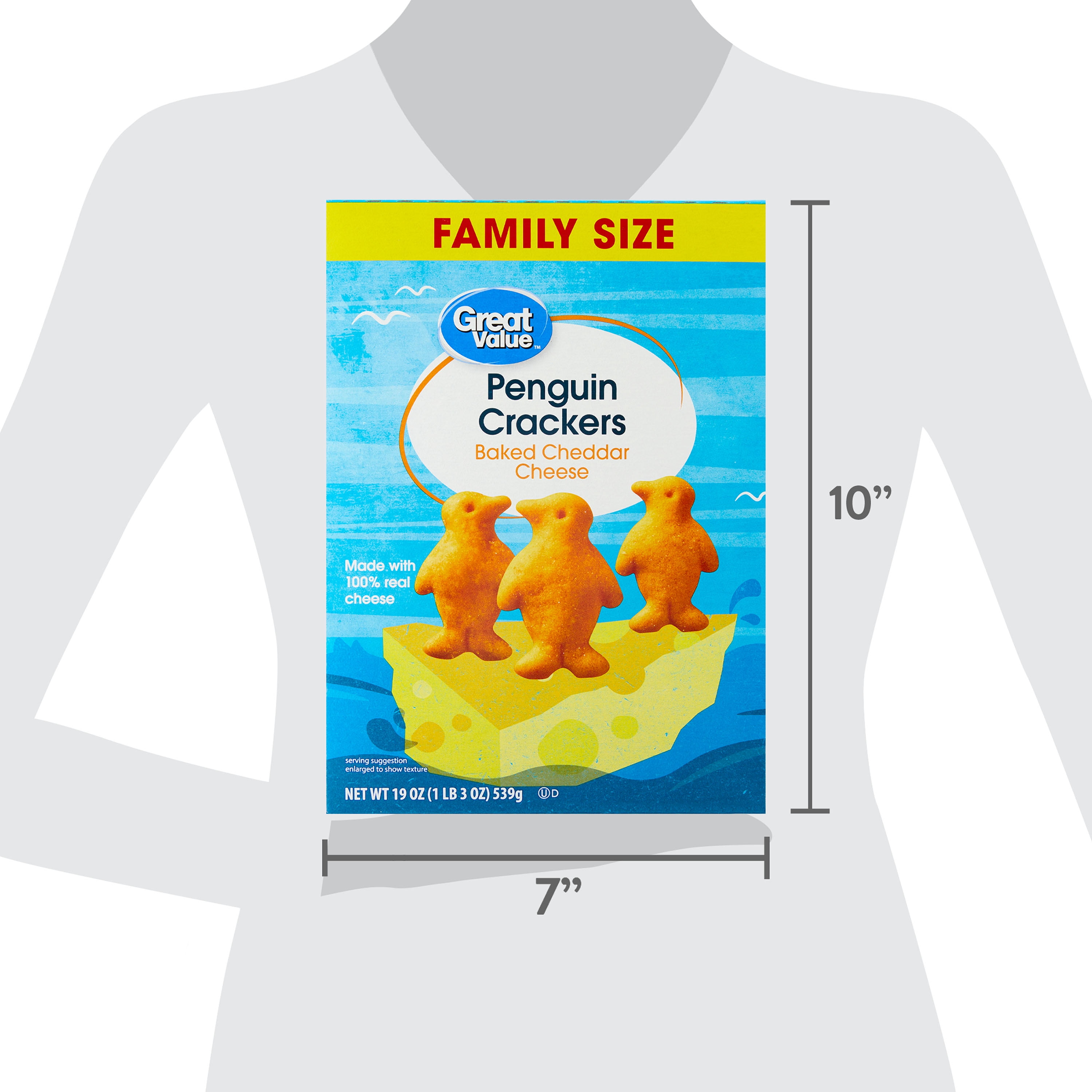 Great Value Baked Cheddar Cheese Penguin Crackers, 19 oz