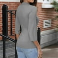 thumbnail image 3 of Womens 3/4 Sleeve T-Shirts Basic Tops 2025 Fall Fashion Outfits Going Out Winter Clothes Light Gray XL, 3 of 3