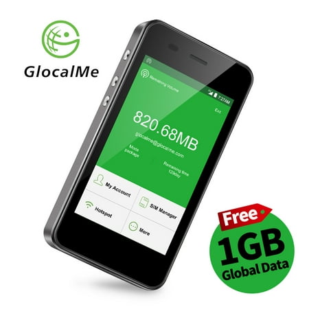 GlocalMe G3 4G LTE Mobile Hotspot, Worldwide High Speed WiFi Hotspot with 1GB Global Initial Data, No SIM Card Roaming Charges International Pocket WiFi Hotspot MIFI Device