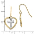 thumbnail image 2 of 14k Gold 16mm Love Heart With White Religious Faith Cross In Center Wire Earrings 15.65x16.3mm Wide Stud Earring for Wom, 2 of 2