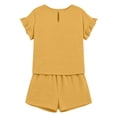 thumbnail image 5 of WAYUTE Womens Shorts Set Casual Summer Solid Color Ruffle Flowy 2 Piece Outfit Top and Drawstring Shorts Beach Holiday Clothing Sets, 5 of 5