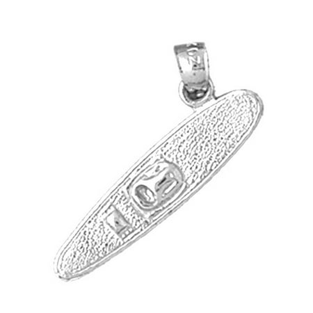 14K White Gold Kayak Pendant - 32 mm