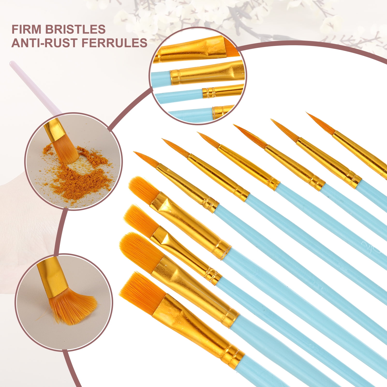 Paint Brushes Set, 100Pcs Acrylic Paint Brush Nylon Hair for Watercolor Oil Painting Miniature Detailing Rock Painting, Blue