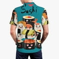 thumbnail image 4 of Balery I Love Sushi Printed Men’s Short Sleeve Polo Shirt, Midweight Men's Shirt,Golf Polo shirts -, 4 of 9
