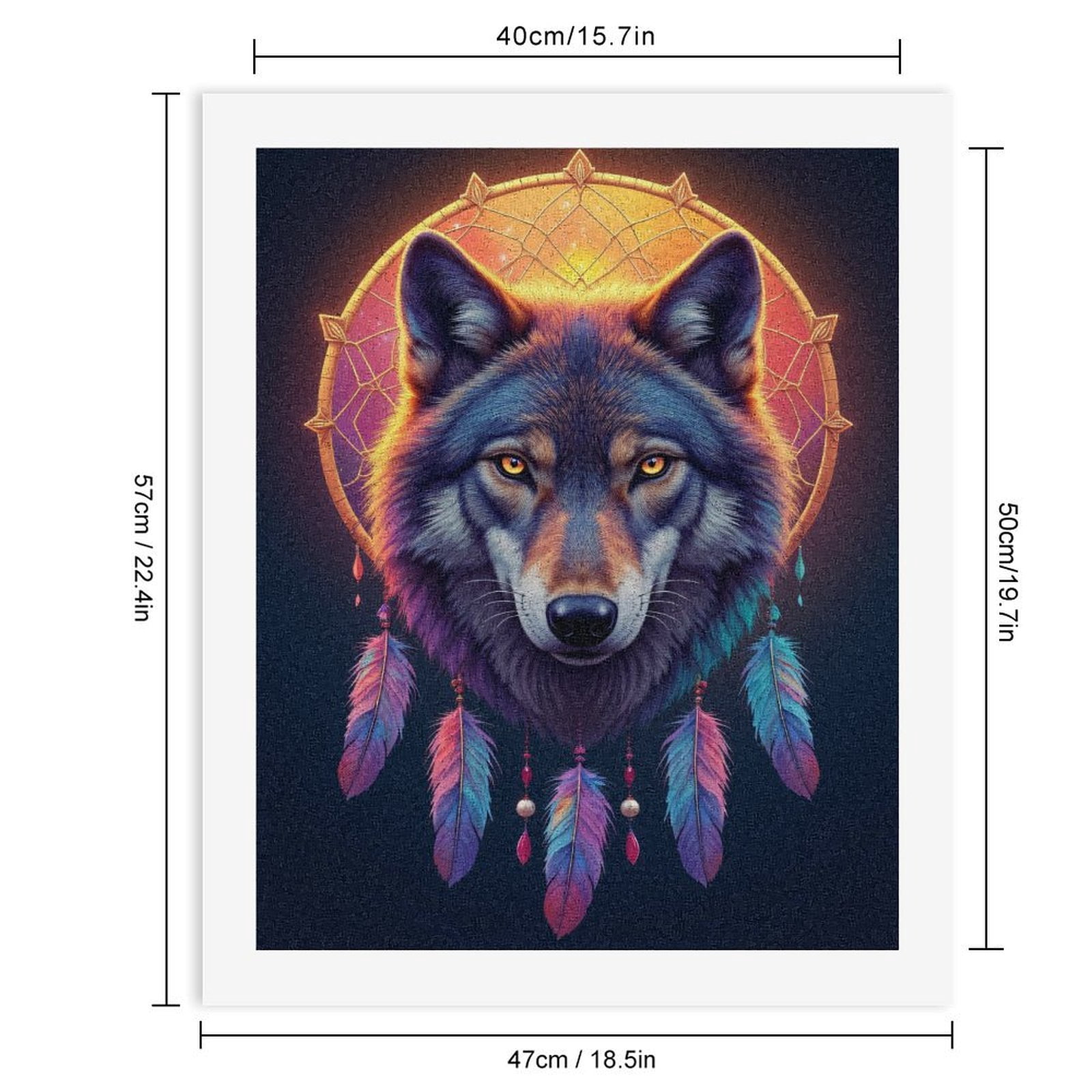 Paint By Numbers Kit for Adults Beginner - DIY Mystical Wolf Dreamcatcher Art Canvas Painting Kits for Adults, Frameless Paint By Number for Adults for Home Wall Decor 16x20 Inch