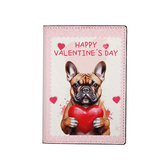 Happy Valentine's Day French Bulldog Brings Love Heart Travel Passport Wallet Dog Lover Gifts PU Leather Passport Holder Cover - 02028