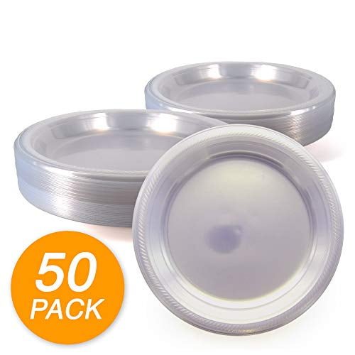 50PK Clear Disposable Plastic Party Plates 10.4"Ideal for Weddings