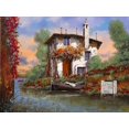 thumbnail image 2 of Borelli, Guido 24x19 White Modern Wood Framed Museum Art Print Titled - Tramonto sul lago con Bougainvillea, 2 of 4