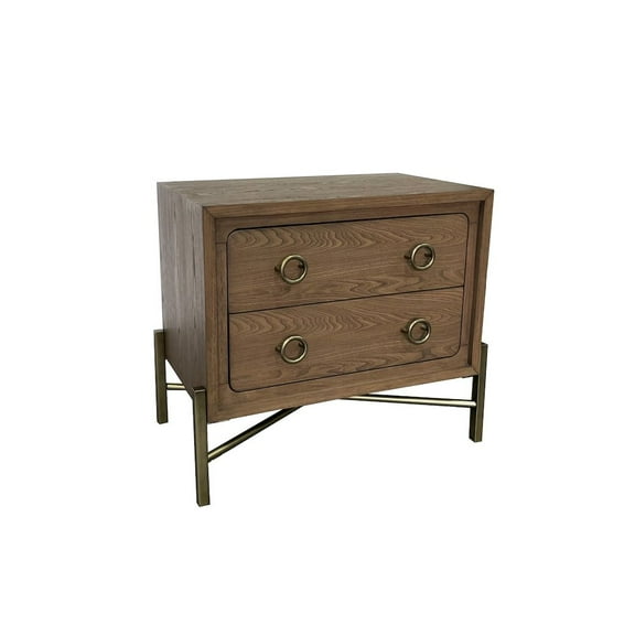 I Home Furnishings Aurora 2 Drawer Nightstand W/ USB - Latte
