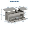 thumbnail image 2 of Table Basse à Plateau Relevable avec Rangement – Table Centrale en Bois de 47,2 Pouces, 2 Tiroirs, Compartiment Caché, Hauteur Réglable, Multifonctionnelle pour Salon/bureau à Domicile – Gris, 2 of 8