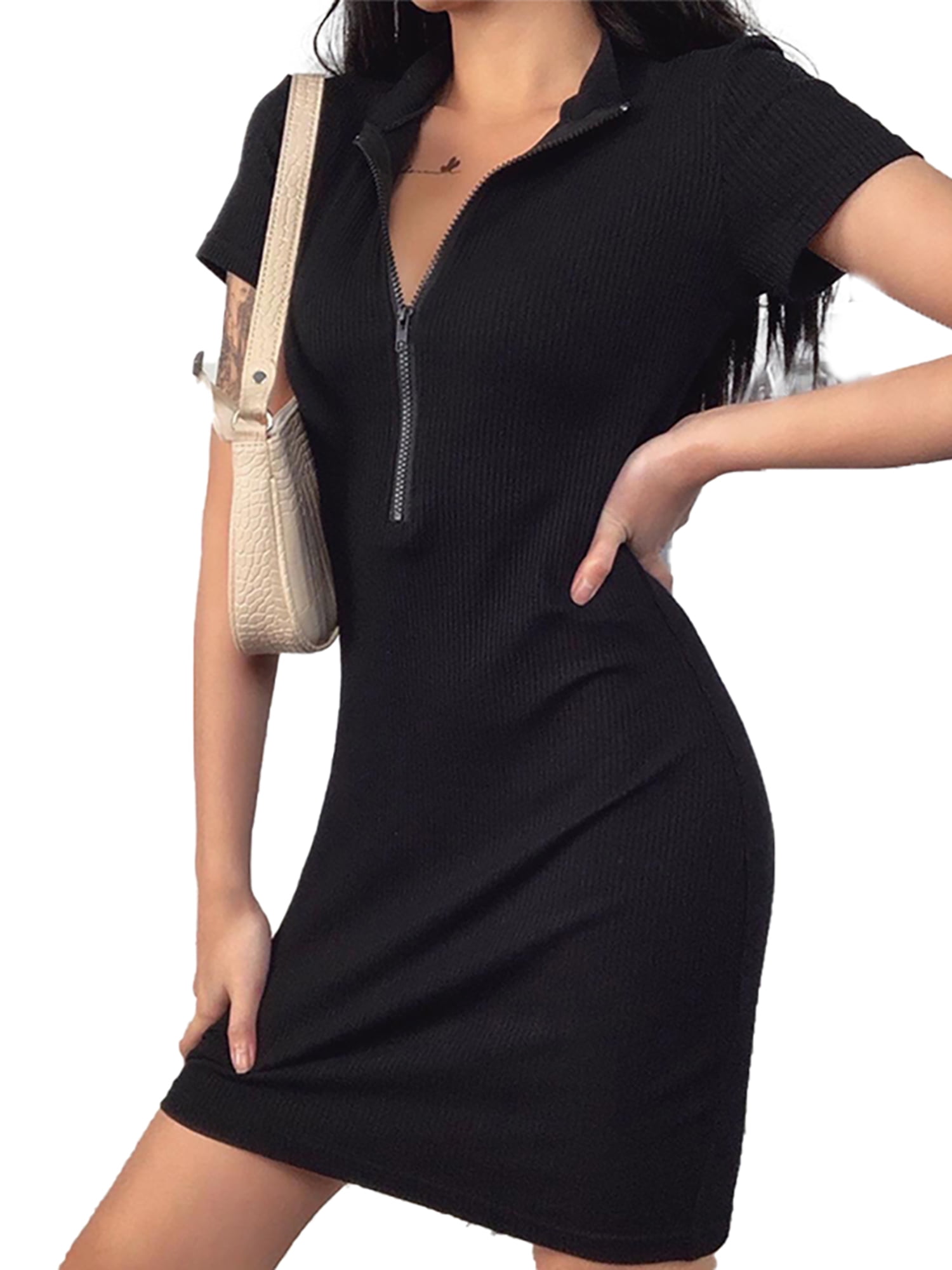 turtleneck short sleeve dress
