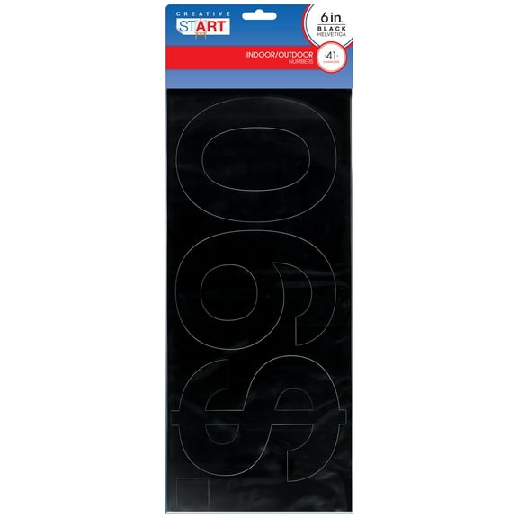 Creative Start Vinyl Numbers, Self-Adhesive, 6", Helvetica Font, Black