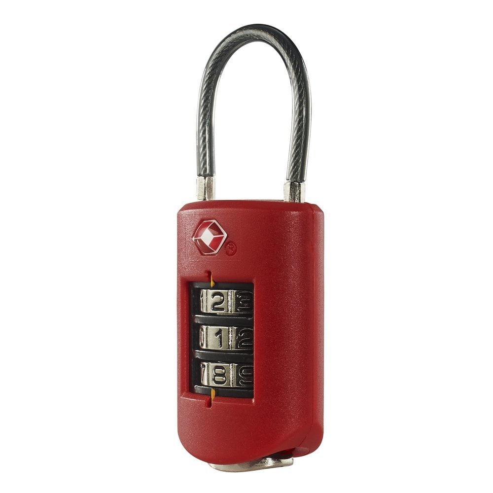 Lewis N One Size Red Clark Travel Sentry Large Dial Cable Lock 