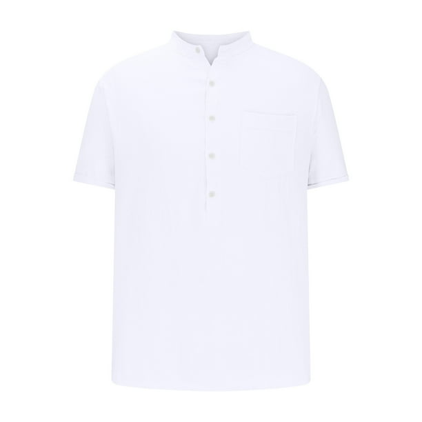 Camisas de Manga Larga para Hombres Casual Botón de Color Sólido Abajo, Blusa de Cuello Turndown, Moda de Algodón de Poliéster