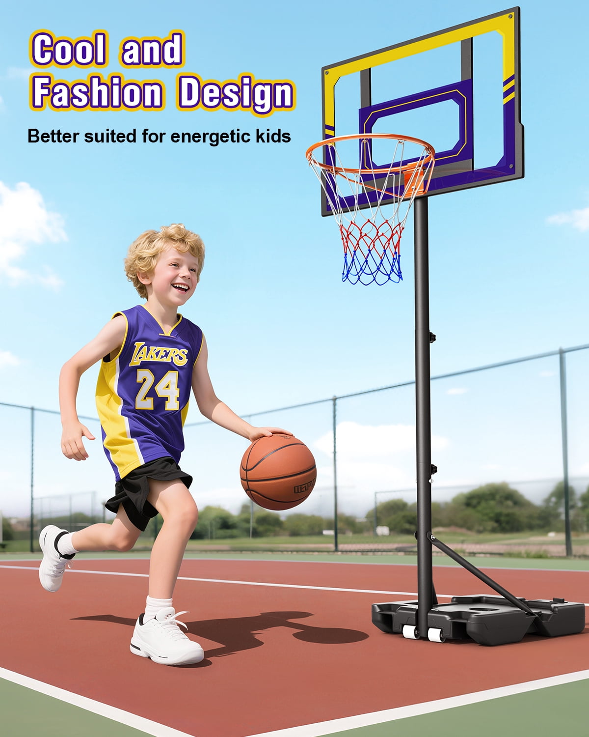 Tonbux Kids Basketball Hoop Adjustable 3.5-7ft, Portable Basketball Hoop & Goals for Kids/Teens/Youth in Backyard/Driveway/Indoor, Shatterproof PC Backboard and Multifuctional Base
