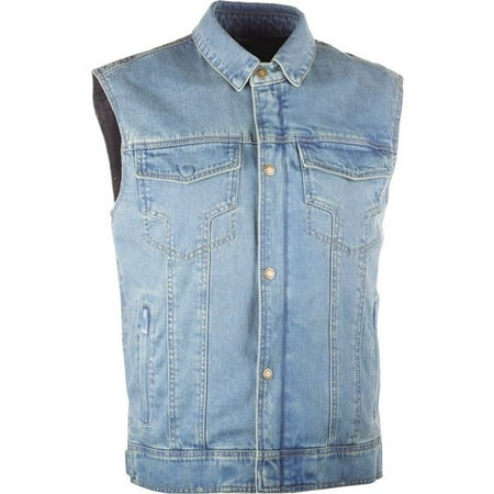Highway 21 Iron Sights Traditional Collar Denim Vest - Blue, All Sizes ...