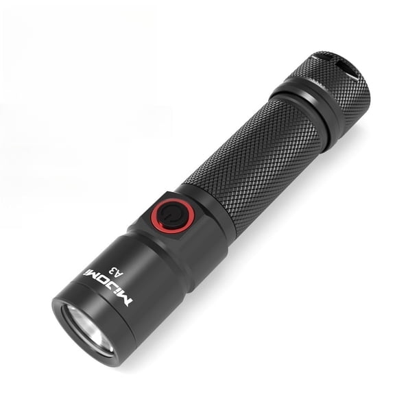 Mijomi Flashlight A3 Compact Size Industrial Torch with 161m Beam Distance Osram LED 1500mAh 18650 Type C Rechargeable Industrial worklight Easy Control 3 Lighting Modes IPX4Waterproof Torch Light