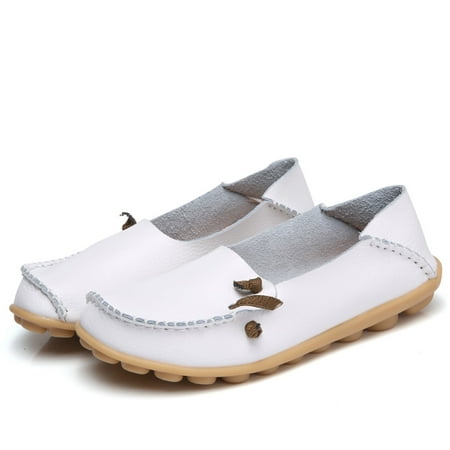 

Zpanxa Shoes for Women Round Head Casual Flat Shoes Loafers Soft Bottom Casual Single Peas Shoes White Womens Shoes 39