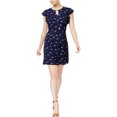 thumbnail image 1 of maison Jules Vestido estampado con volantes para mujer, azul, grande, 1 of 1