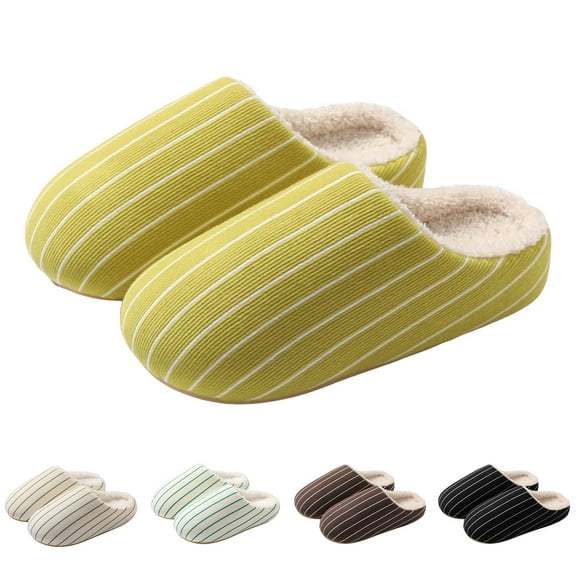 Dakaela Slippers for Women Men Warm Fuzzy Plush House Slipper Anti Skid Rubber Sole Indoor Outdoor Slide Shoes Black Size 8