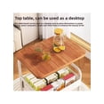 thumbnail image 3 of Ourlova 3-Tier Rolling Cart With Wooden Tabletop Utility Cart With Lockable Wheels Multipurpose Storage Organizer Trolley For Kitchen Office Bedroom Sturdy Metal Frame For Small Spaces Easy Assembly, 3 of 10