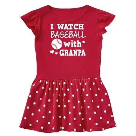 

Inktastic I Watch Baseball with My Granpa Gift Toddler Girl Dress