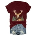 thumbnail image 6 of larppty Women Short Sleeve Christmas Reindeer Graphic Crew Neck T-Shirt (Wine, M), 6 of 6