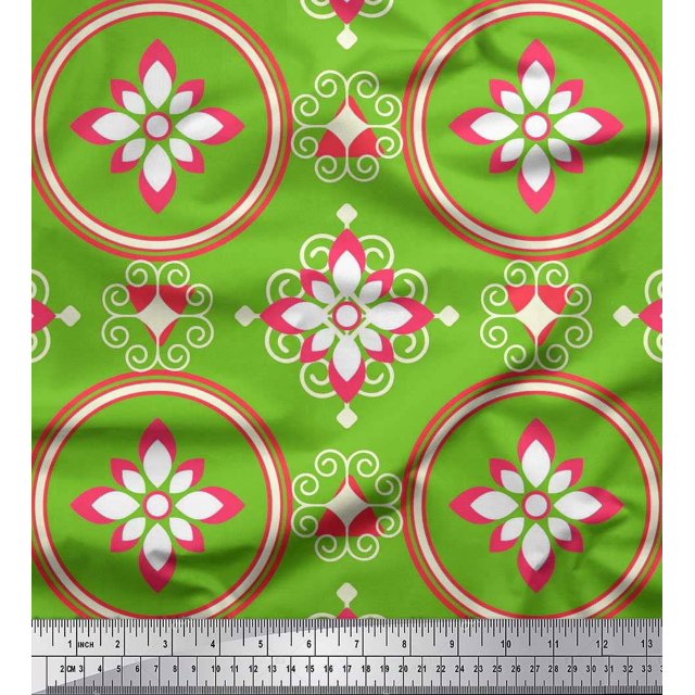 Soimoi Georgette Viscose Fabric Damask Ethnic Fabric Prints By Yard 42 Inch Wide