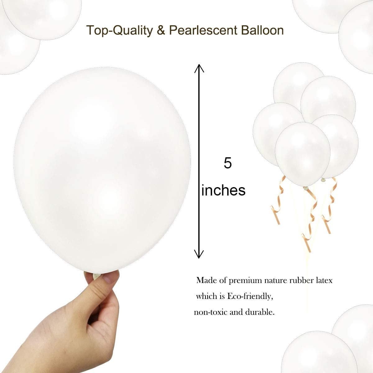 Electrainbow 8 Pack 36 Inch White Large Balloons & 50 Pack 10 Inch Colorful Balloons for Labor Day 2 Golden Ribbons Included,60 Pieces Carnival Easter Wedding Birthday