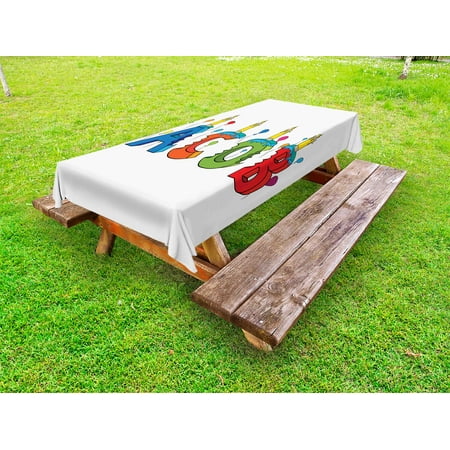 

Jacob Outdoor Tablecloth Cartoon Colorful Festive Letters Spelling Male Name Surprise Birthday Party Kids Decorative Washable Fabric Picnic Tablecloth 58 X 120 Inches Multicolor by Ambesonne