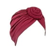 thumbnail image 2 of Women Solid Color African Turban Flower Knot Pre-Tied Bonnet Beanie Cap Headwrap, 2 of 6