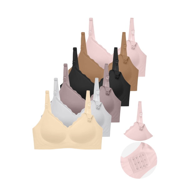 Xdegoge Maternity Bras for Breastfeeding 6 Pack Seamless Wireless Nursing Bralette Sleep Comfy Soft Postpartum Full Coverage Bra
