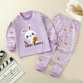 thumbnail image 4 of Zwiiyzr 3M-5Y Toddler Baby Kids Winter Fall Pajama Set Boys Girls Solid Color Rabbit Print Long Sleeve 2 Piece Outfits Sleepwear Baby Clothes Suit Purple, 4 of 4
