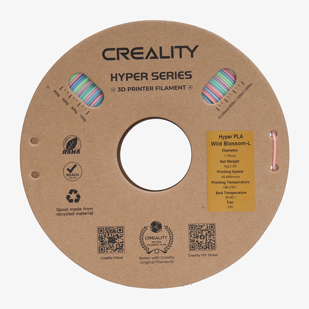 Creality Hyper Rainbow PLA 3D Printing Filament Smooth Vibrant Gradients 300mm/s Printing Speed 2.2lb-Wild Blossom(Short)