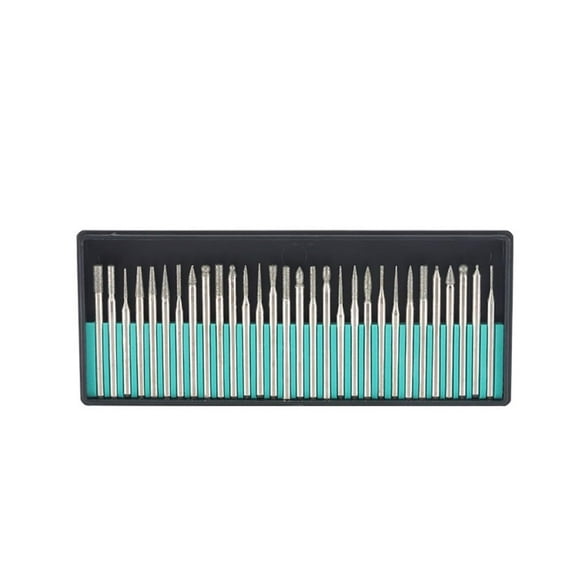 30PCS Diamond Burr Bits Set Rotary Tools 3mm or 2.35mm Shank Metal Woodworking Carving Shaping Engraving Jewelry Making Tool