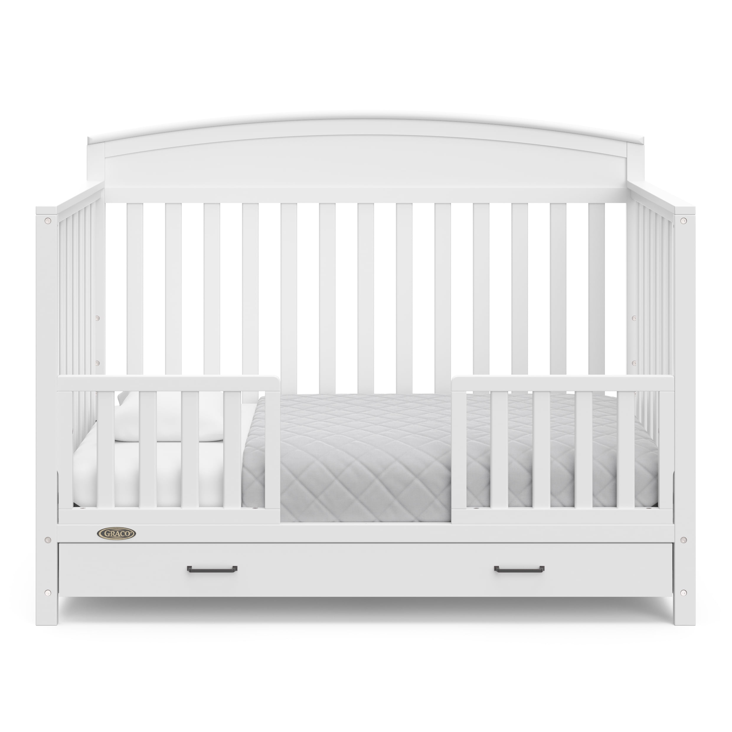 Graco Benton 5-in-1 Convertible Crib with Drawer and Premium Crib & Toddler Mattress Bundle, White
